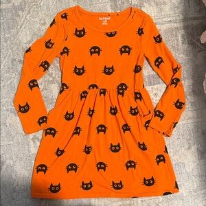 Cat & Jack Orange Dress with Black Cat Pattern